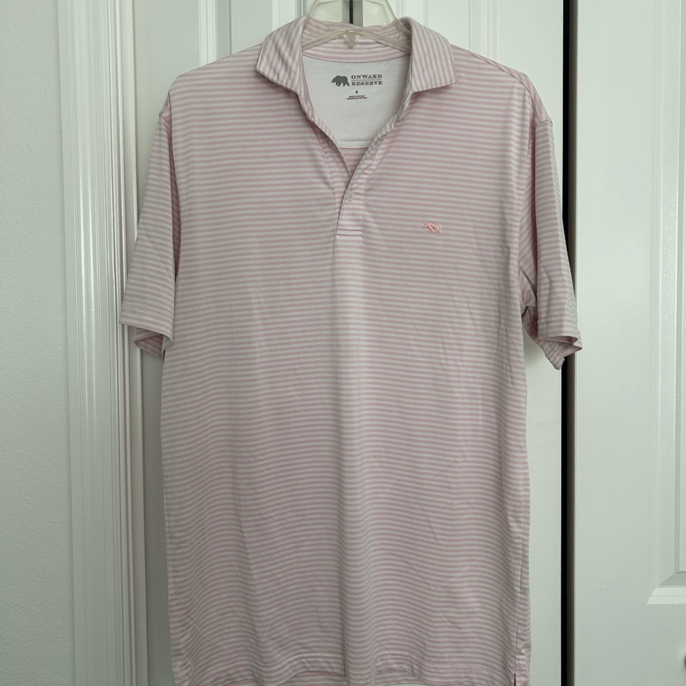 Onward Reserve Light Pink Striped Polo Shirt